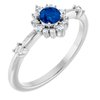 14K White Chatham Created Blue Sapphire and .167 CTW Diamond Ring Ref. 15641411